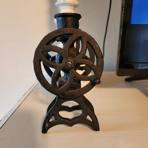 Vintage Cast Iron Coffee Grinder Candle Holder